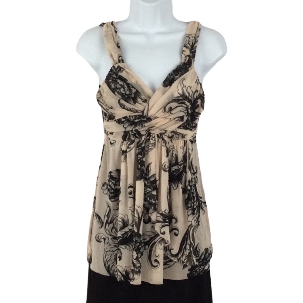 Express Mesh Babydoll Floral Peasant Tank Top Sz S